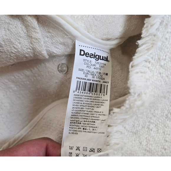 Chase White Woven Chase Smart Jacket Desigual Style 72E2YG4 Sz 8 40 - Picture 9 of 10